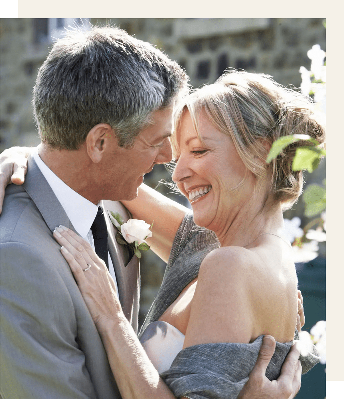 Smiling middle-aged couple in wedding