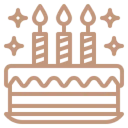Celebration cake icon with candles