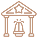 Starred pavilion with fountain icon